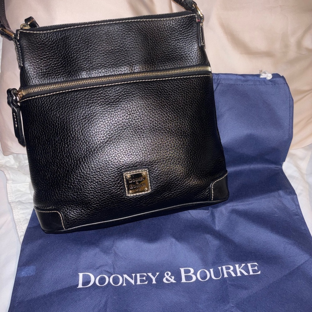 Dooney & Bourke Black Pebbled Leather Crossbody with Gold Hardware